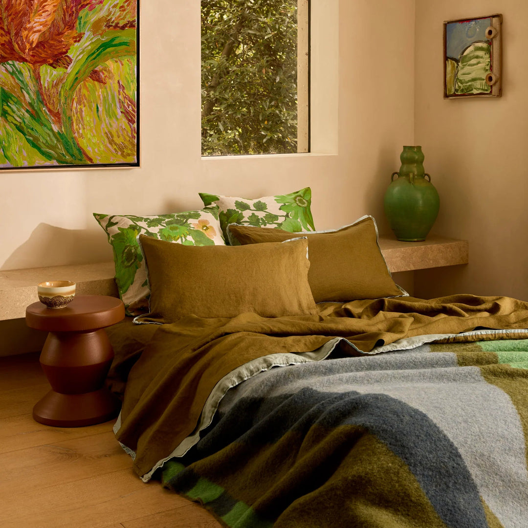 Bonnie & Neil Geometric Green Mohair Throw
