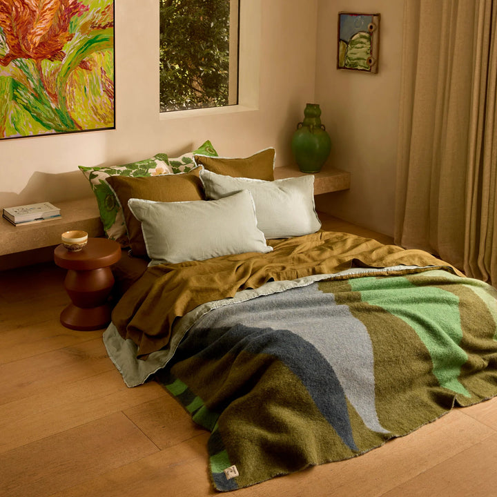 Bonnie & Neil Geometric Green Mohair Throw