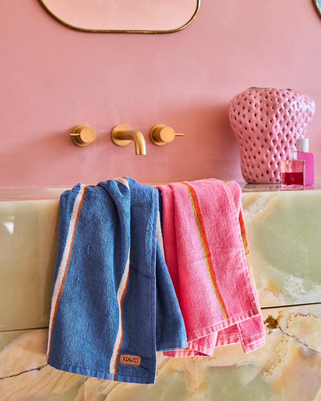 Kip & Co Blue Lagoon Stripe Bamboo Terry Hand Towel