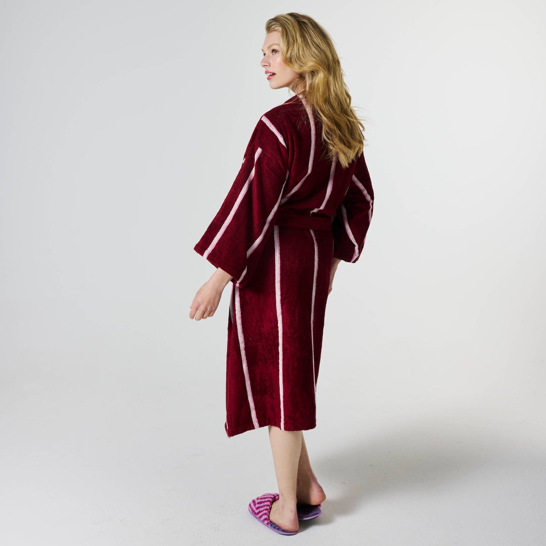 Kip & Co Ruby Rose Stripe Bamboo Terry Bath Robe