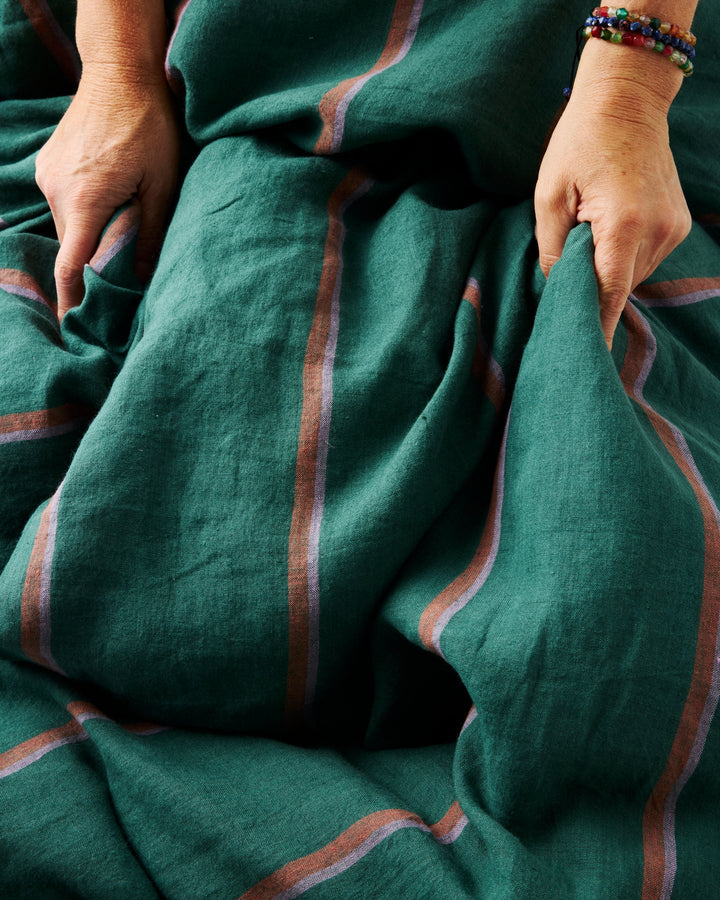 Kip & Co Wakame Crush Stripe Linen Fitted Sheet