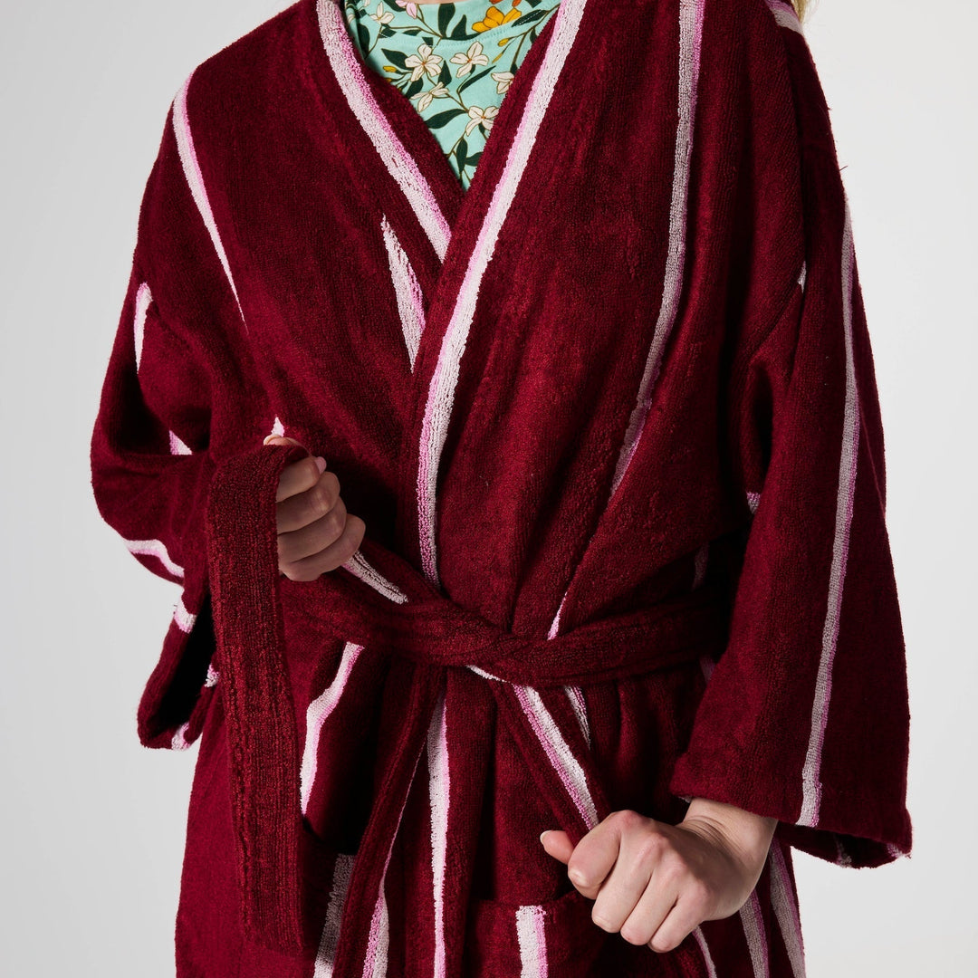 Kip & Co Ruby Rose Stripe Bamboo Terry Bath Robe