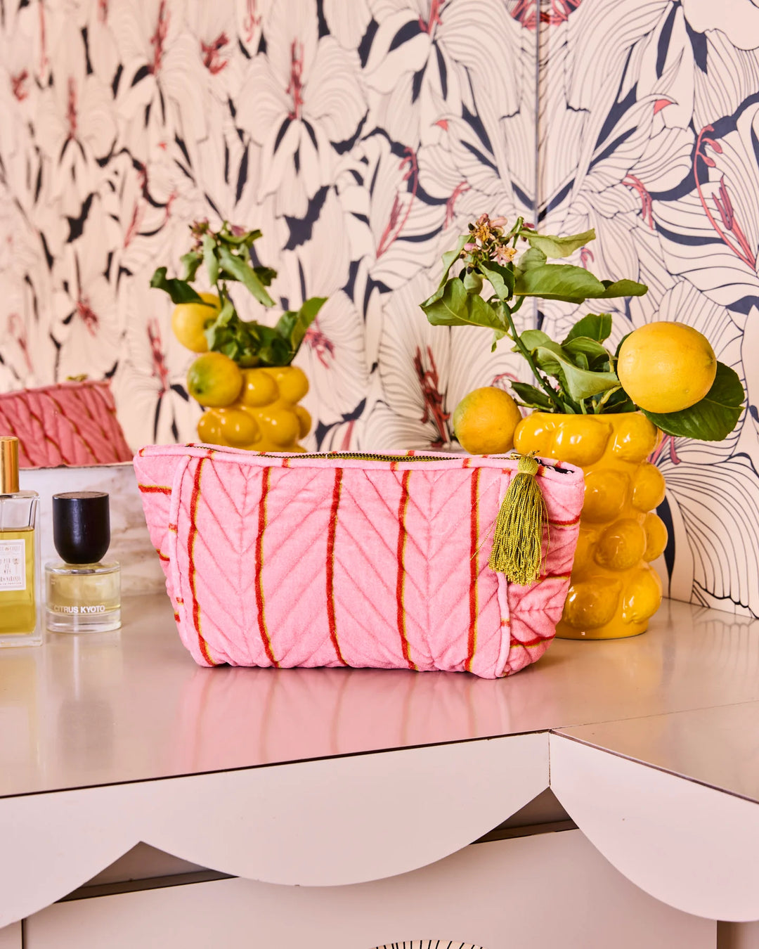 Kip & Co Wategos Soiree Stripe Velvet Toiletry Bag