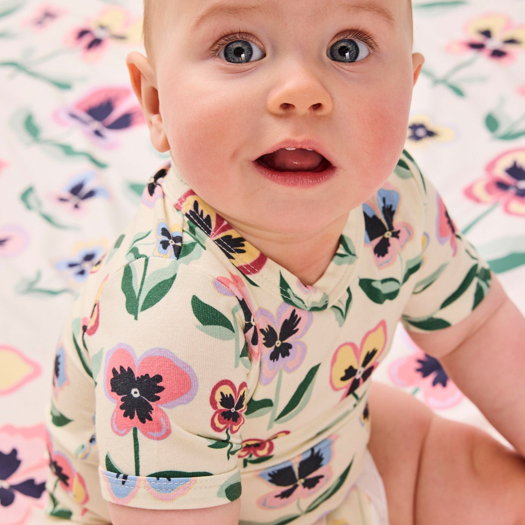 Kip & Co Pretty Pansy Organic Short Sleeve Romper