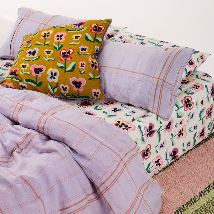 Kip & Co Pretty Pansy Gold Upholstery Cushion