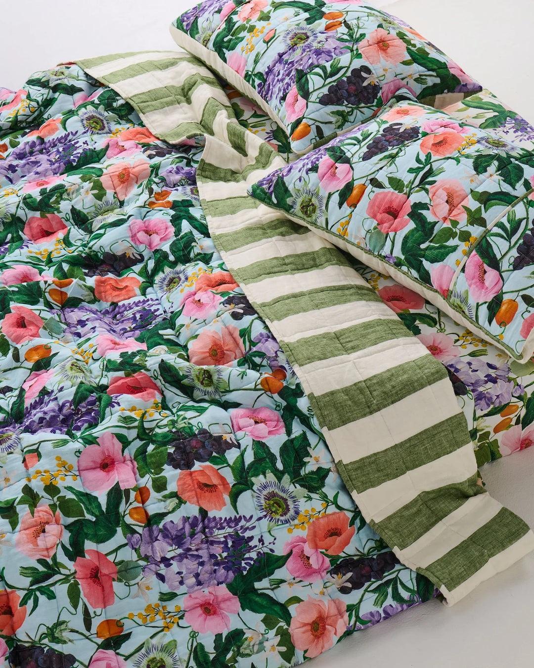 Kip & Co Spring In The Air Reversible Linen Quilted Bedspread