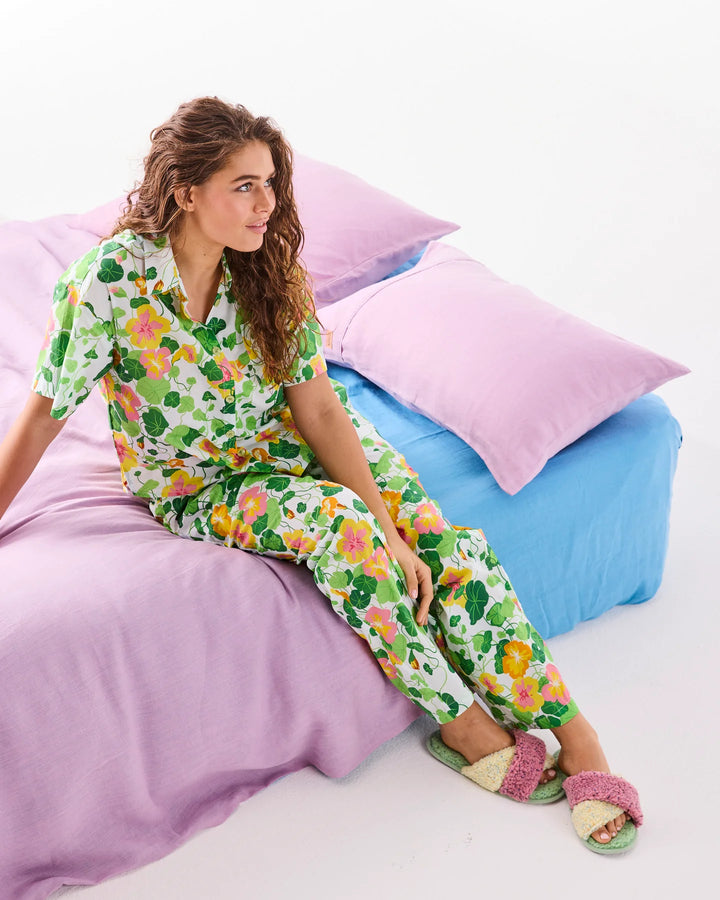 Kip & Co Niagara Lavender Reversible Linen Quilt Cover