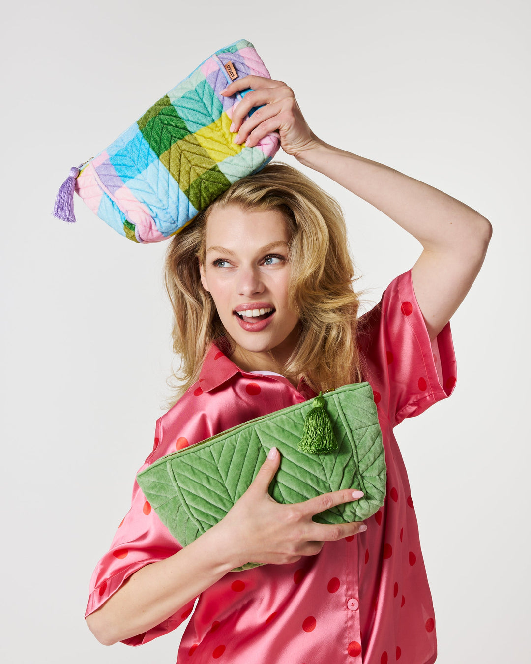 Kip & Co Pesto Velvet Toiletry Bag