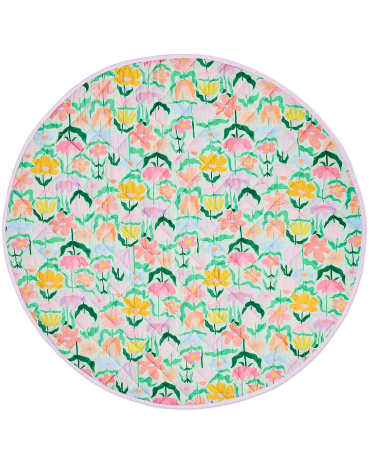 Kip & Co Popping Flowers Green Quilted Baby Play Mat