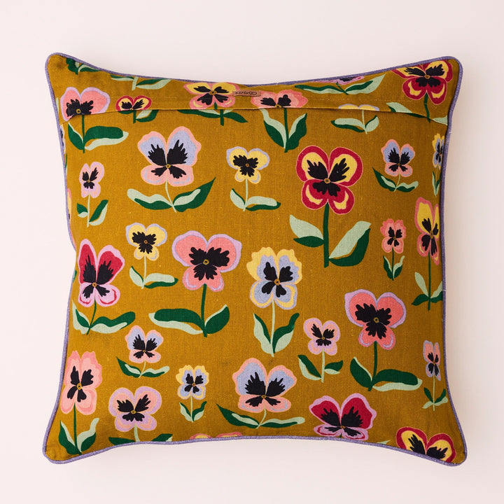 Kip & Co Pretty Pansy Gold Upholstery Cushion
