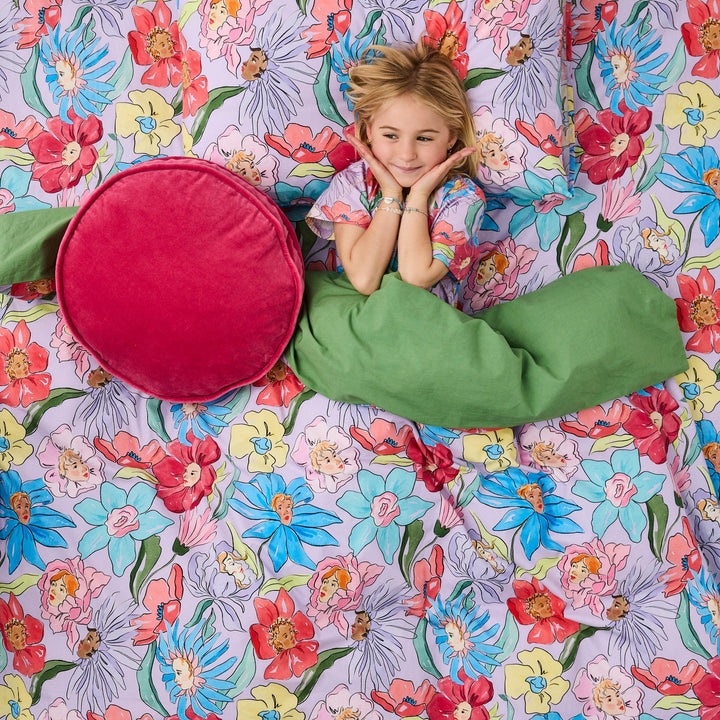 Kip & Co Rhubarb Velvet Pea Cushion
