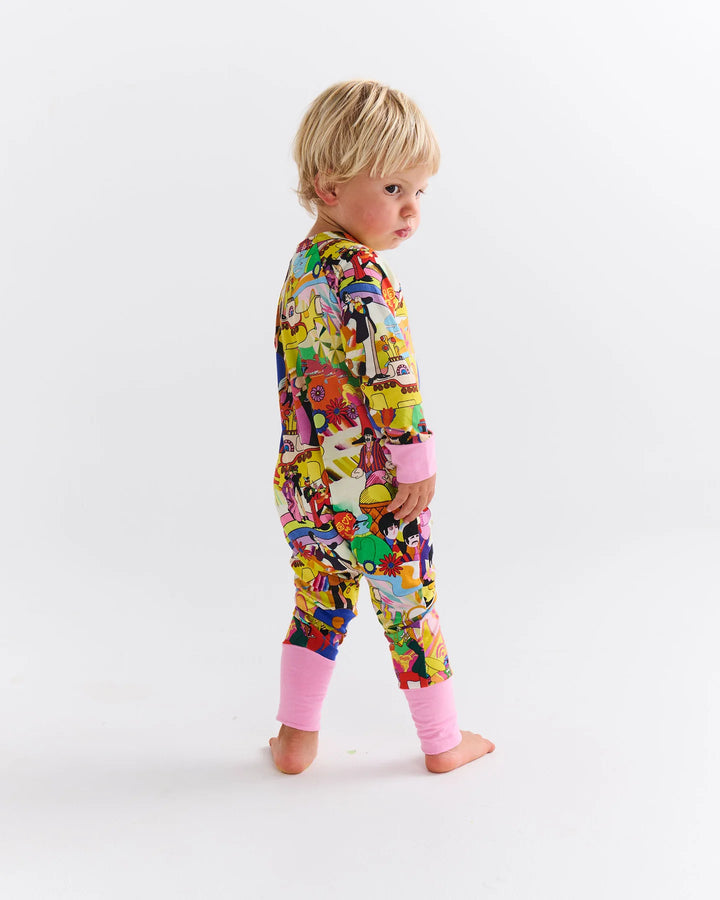 Kip & Co x The Beatles Big Band Organic Long Sleeve Zip Romper