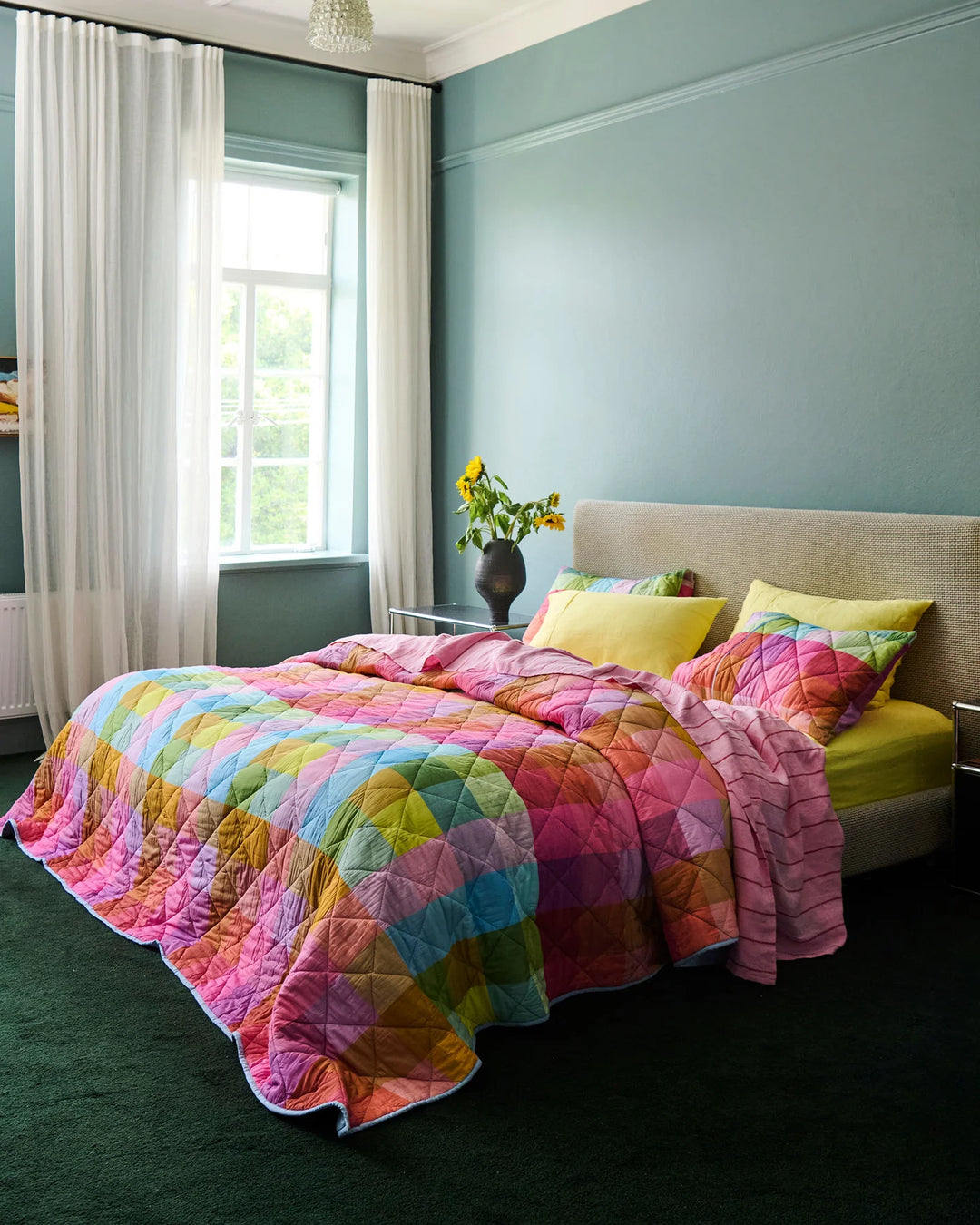 Kip & Co Ponza Tartan Organic Cotton Quilted Bedspread