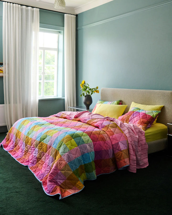 Kip & Co Ponza Tartan Organic Cotton Quilted Bedspread