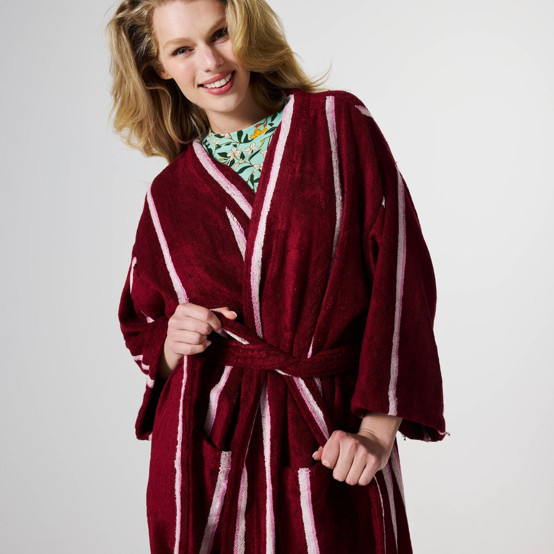 Kip & Co Ruby Rose Stripe Bamboo Terry Bath Robe