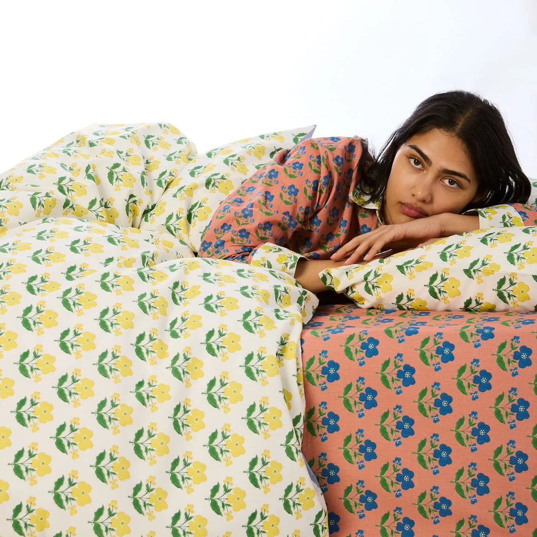 Kip & Co x Anna Spiro Indian Summer Rose Organic Cotton Fitted Sheet