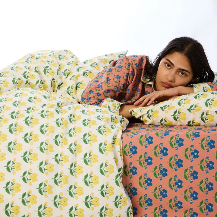 Kip & Co x Anna Spiro Indian Summer Rose Organic Cotton Fitted Sheet
