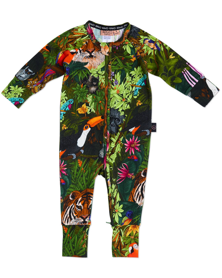 Kip & Co Jungle Life Organic Long Sleeve Zip Romper