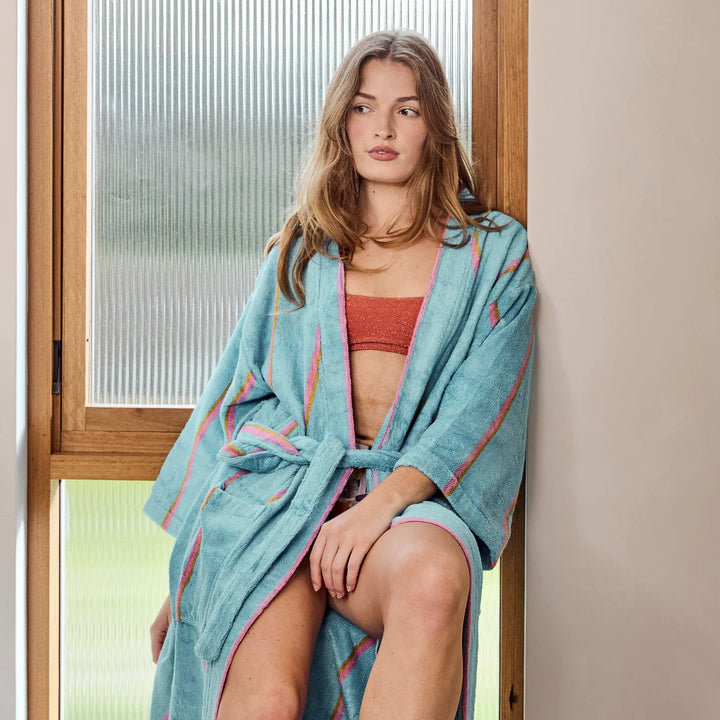 Kip & Co Aegean Stripe Bamboo Terry Bath Robe