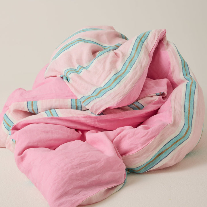 Kip & Co Tickled Pink Stripe Linen Quilt Cover
