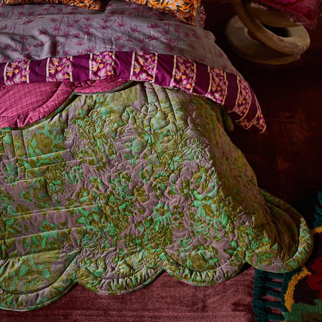 Sage x Clare Valeria Scalloped Quilted Bedcover