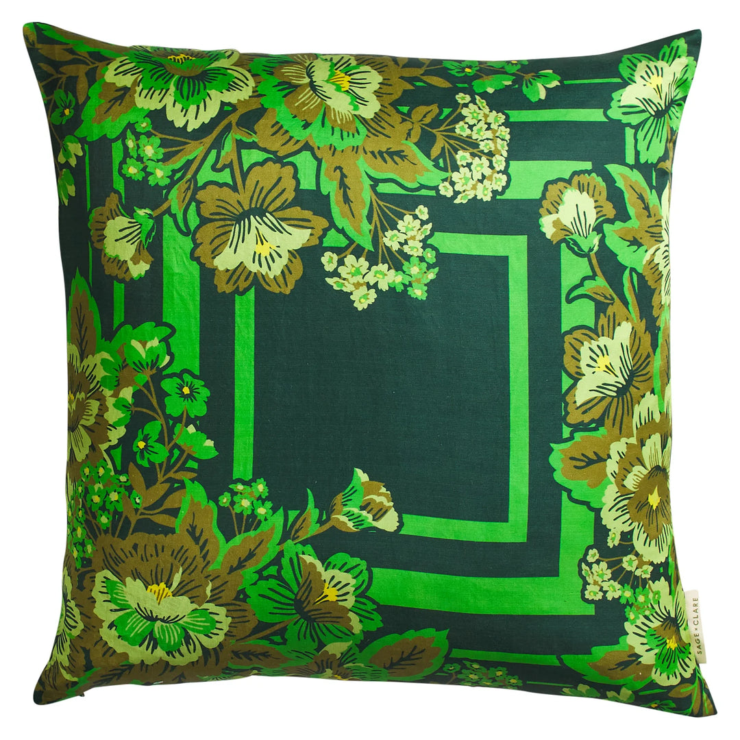 Sage x Clare Eliza Silk-Linen Cushion - Verdant