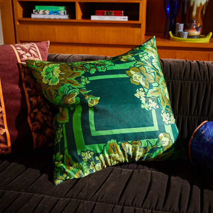 Sage x Clare Eliza Silk-Linen Cushion - Verdant