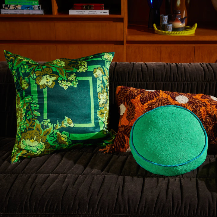 Sage x Clare Eliza Silk-Linen Cushion - Verdant