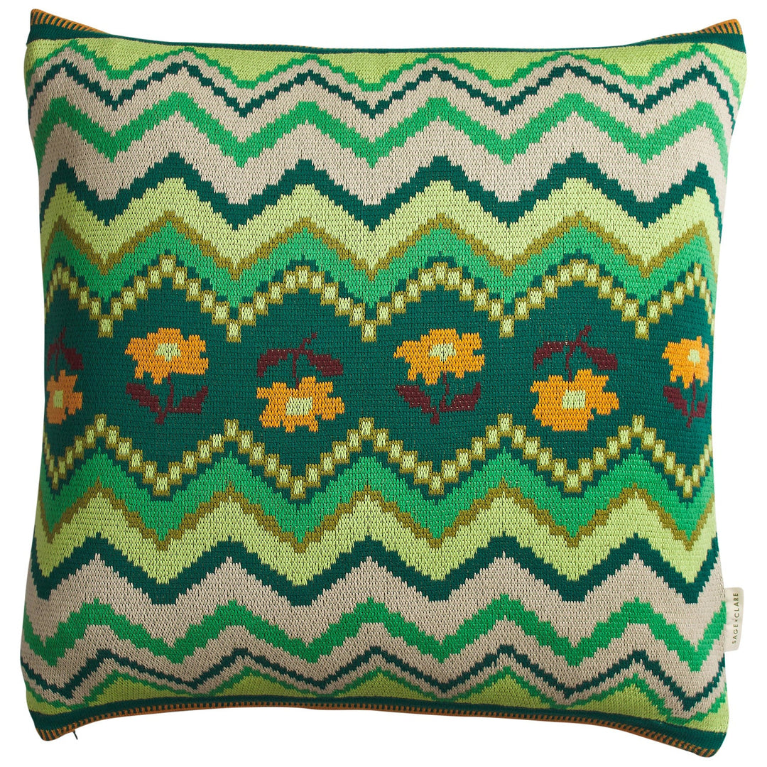 Sage x Clare Calina Knit Cushion - Verdant