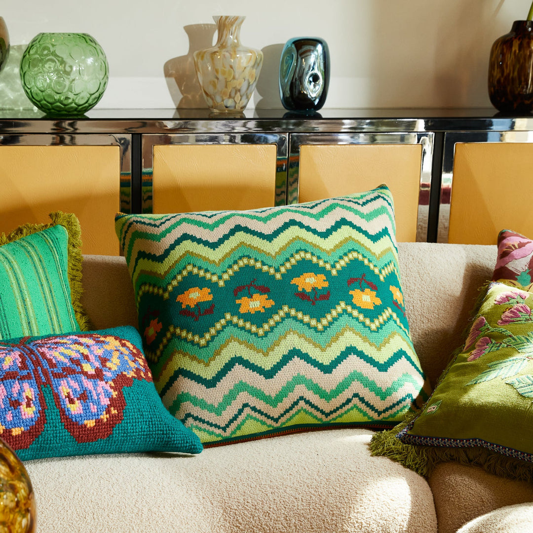 Sage x Clare Calina Knit Cushion - Verdant
