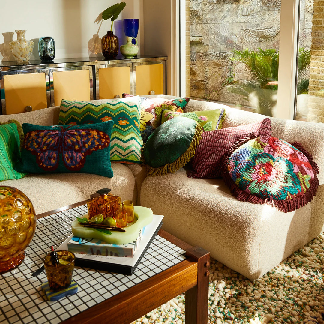 Sage x Clare Calina Knit Cushion - Verdant