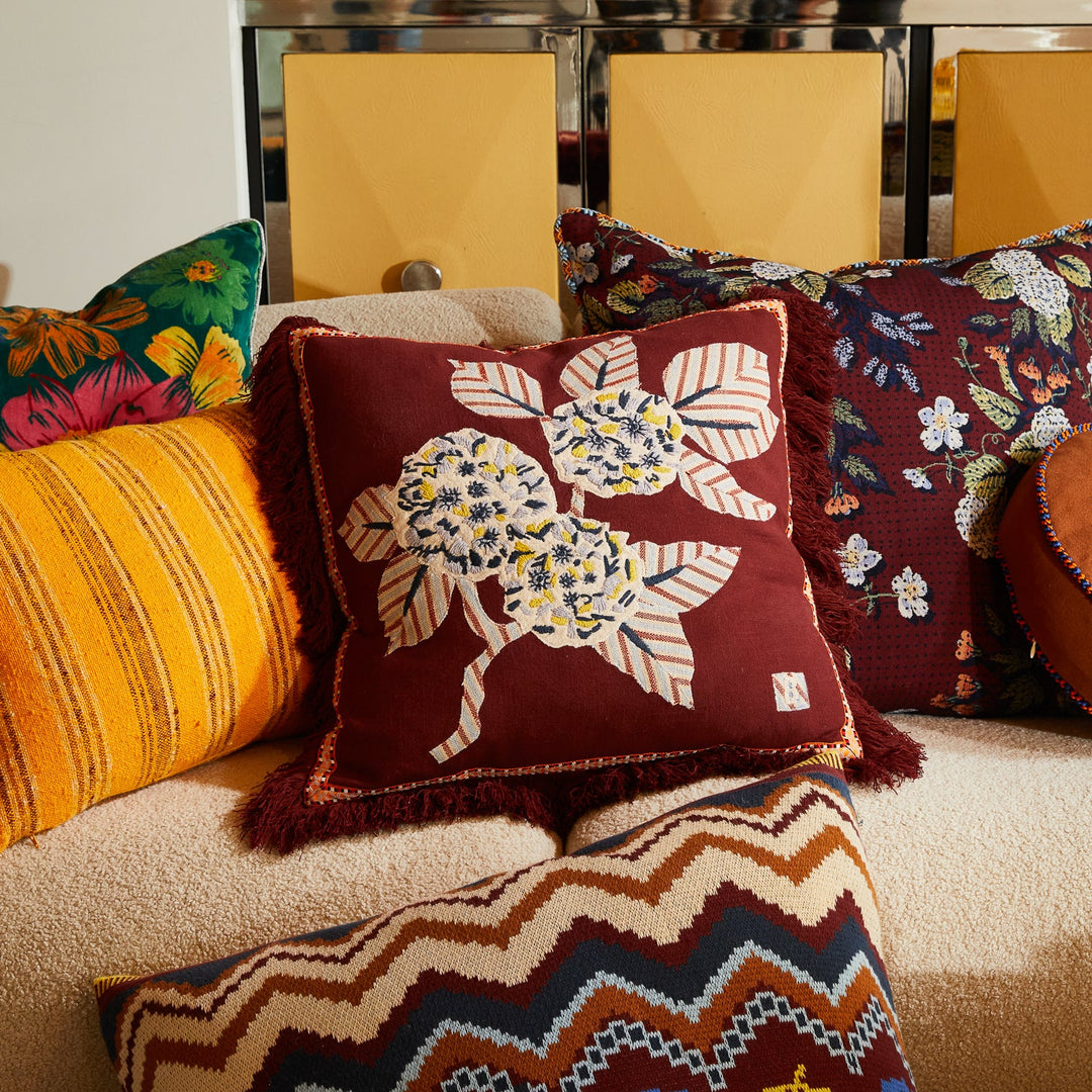 Sage x Clare Vivi Appliqué Cushion - Rosewood