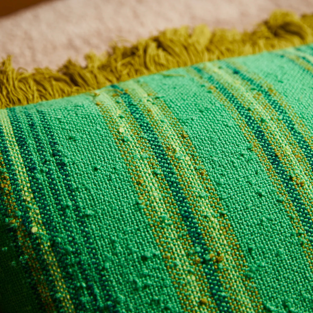 Sage x Clare Nicolette Woven Cushion - Spring Green