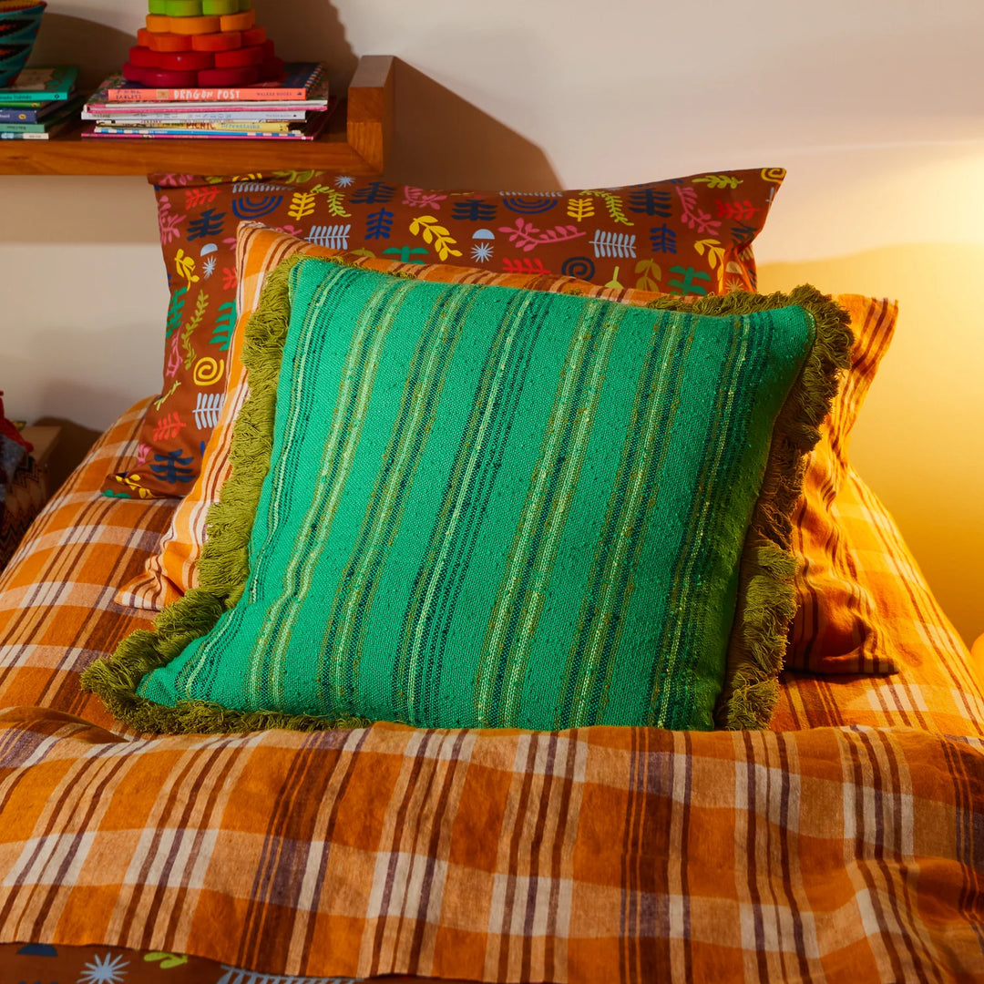 Sage x Clare Nicolette Woven Cushion - Spring Green