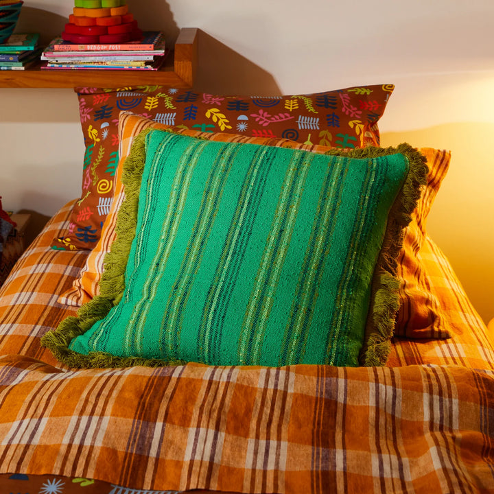 Sage x Clare Nicolette Woven Cushion - Spring Green