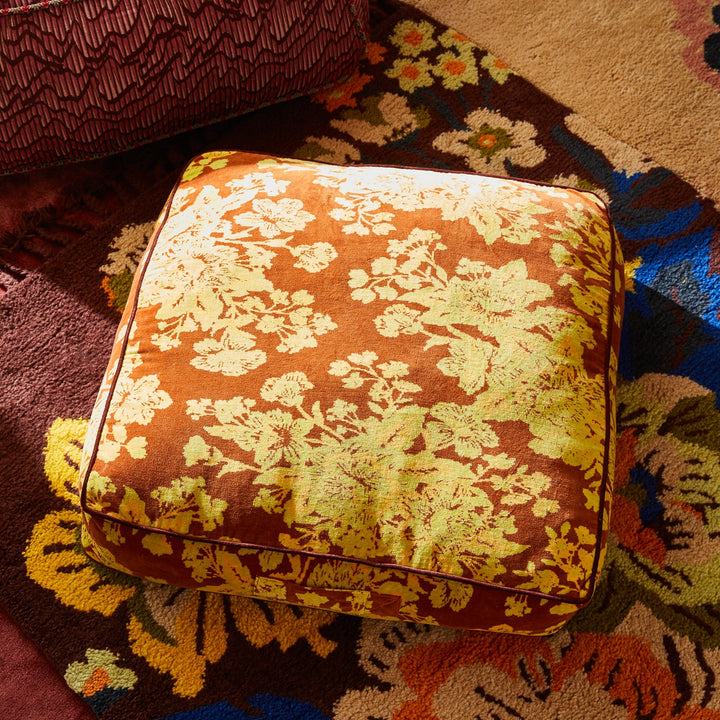 Sage x Clare Hazel Velvet Floor Cushion -  Russet