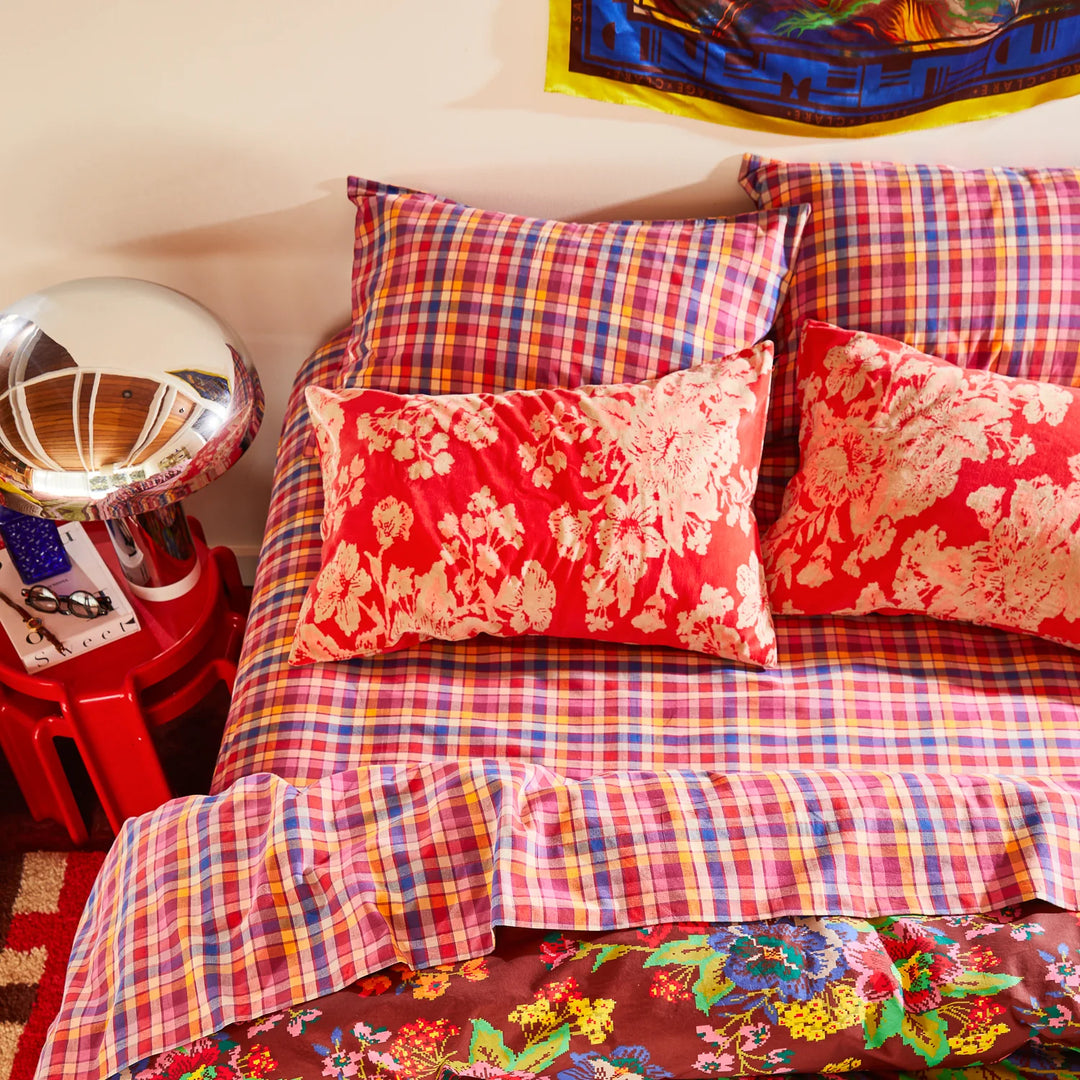Sage x Clare Hazel Velvet Pillowcase - Vermillion