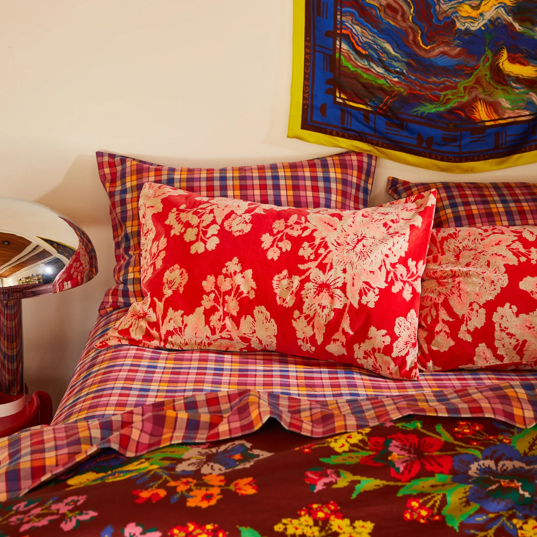 Sage x Clare Hazel Velvet Pillowcase - Vermillion
