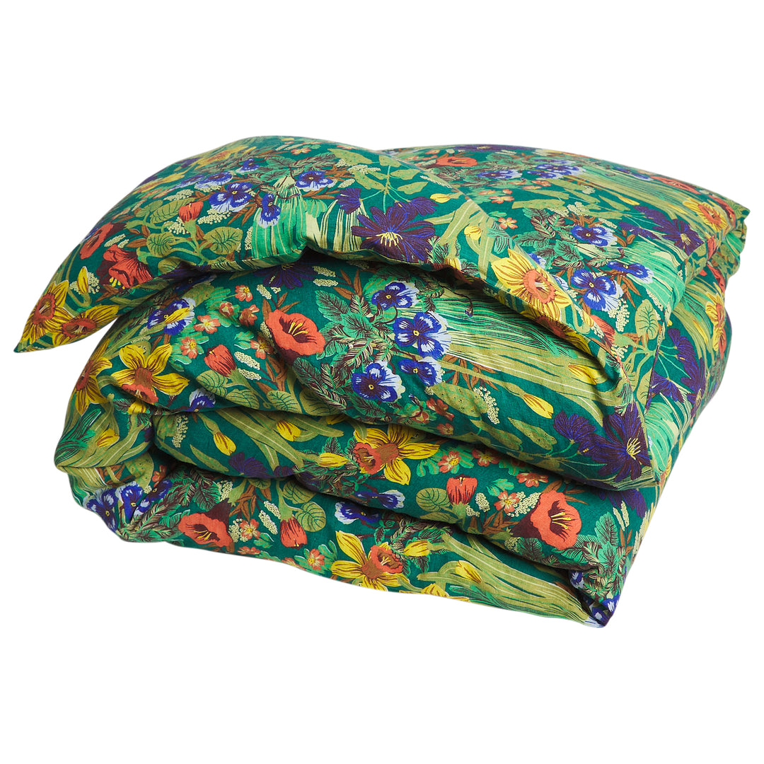 Sage x Clare Babette Linen Quilt Cover - Verdant