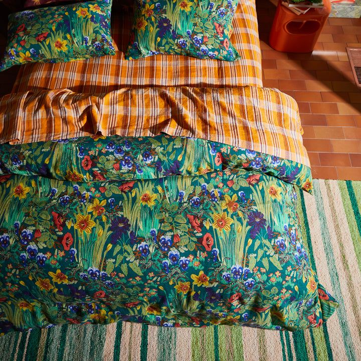 Sage x Clare Babette Linen Quilt Cover - Verdant