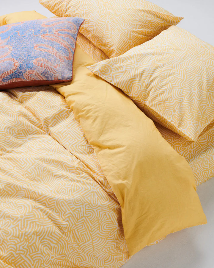 Kip & Co Kalaya Tjukurpa Straw Organic Cotton European Pillowcases