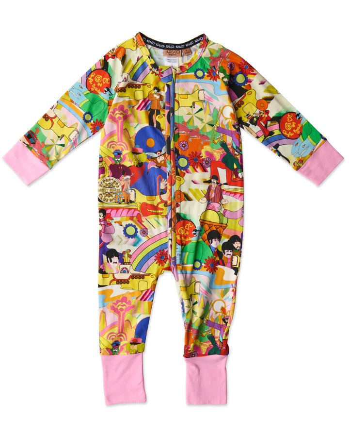 Kip & Co x The Beatles Big Band Organic Long Sleeve Zip Romper