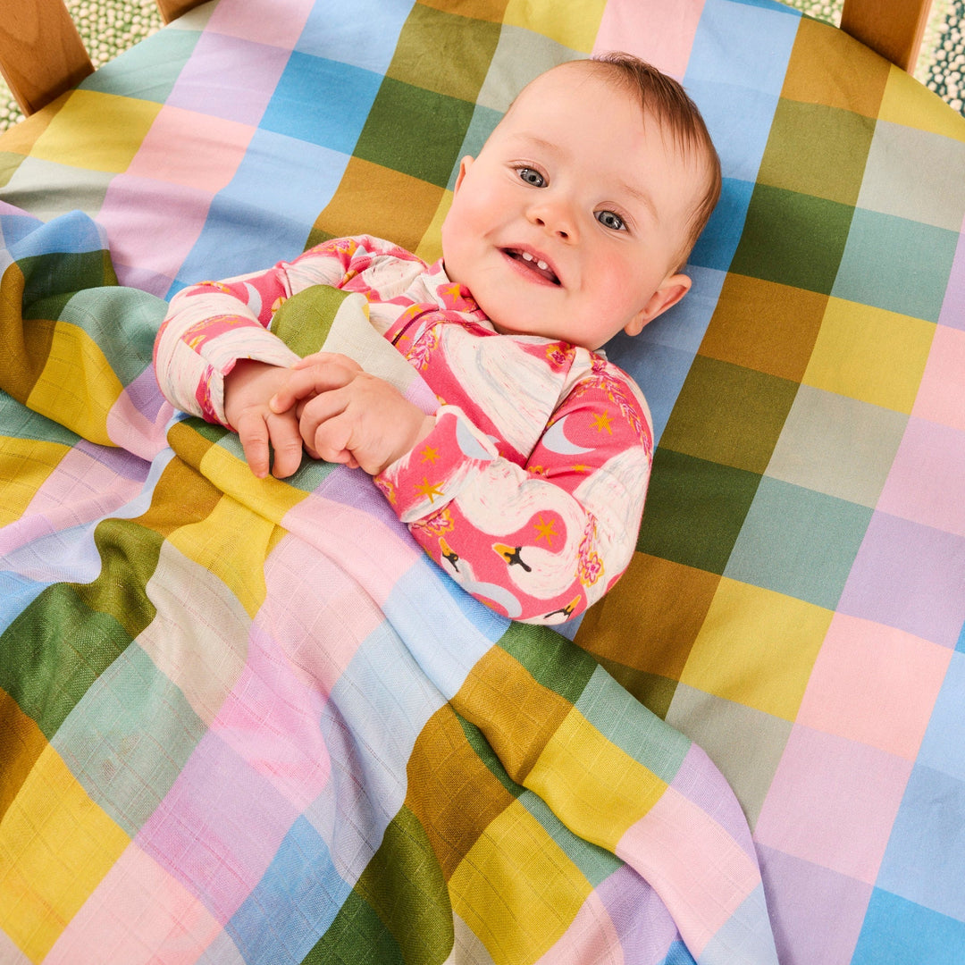 Kip & Co Sorbet Tartan Bamboo Swaddle