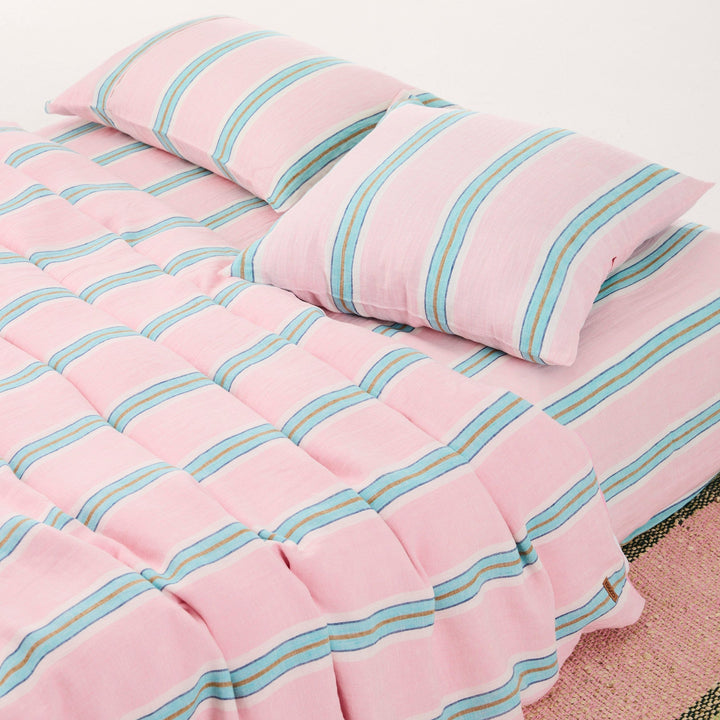 Kip & Co Tickled Pink Stripe Linen Quilt Cover