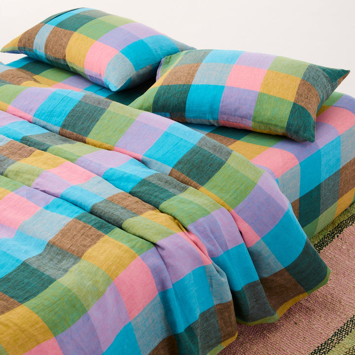 Kip & Co Sorbet Tartan Linen Fitted Sheet