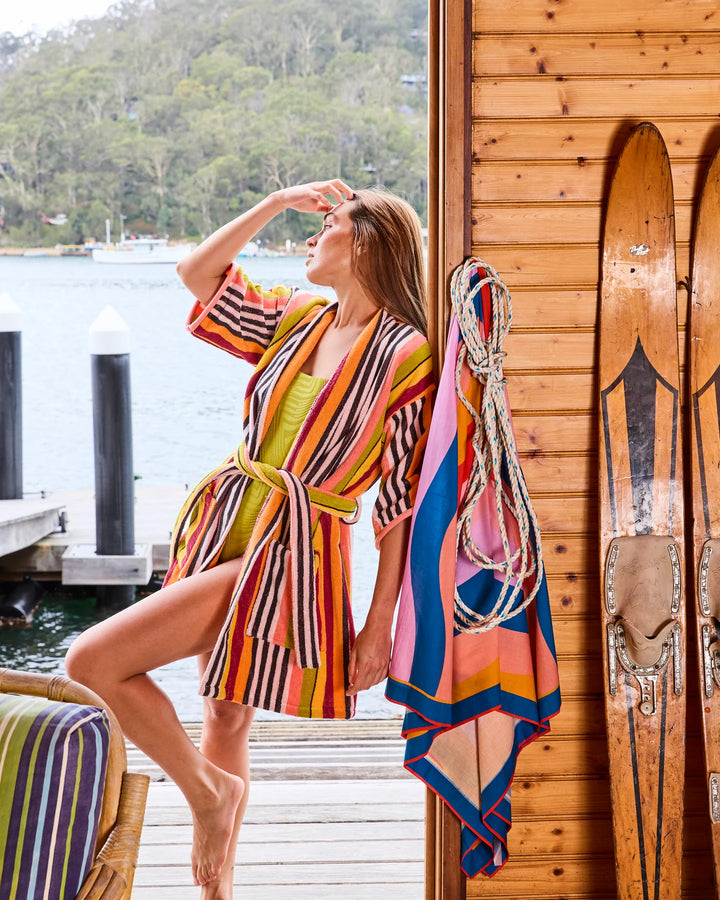 Kip & Co Casablanca Stripe Terry Mini Robe