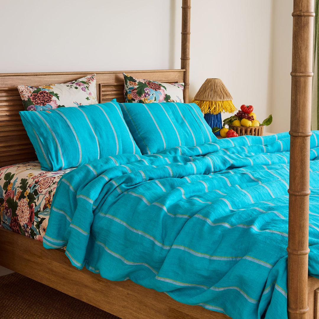Kip & Co Aegean Stripe Linen Quilt Cover