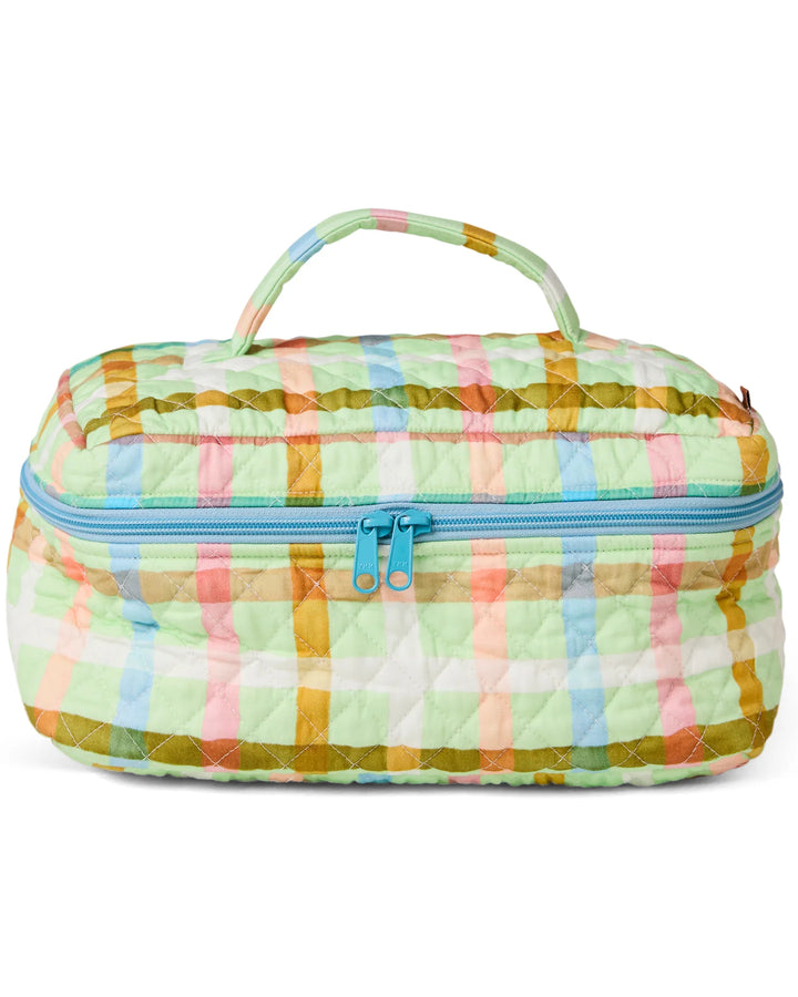 Kip & Co Candy Check Mint Quilted Cotton Toiletry Case