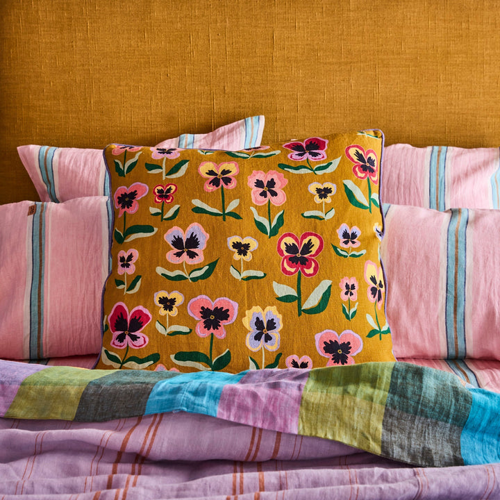 Kip & Co Pretty Pansy Gold Upholstery Cushion