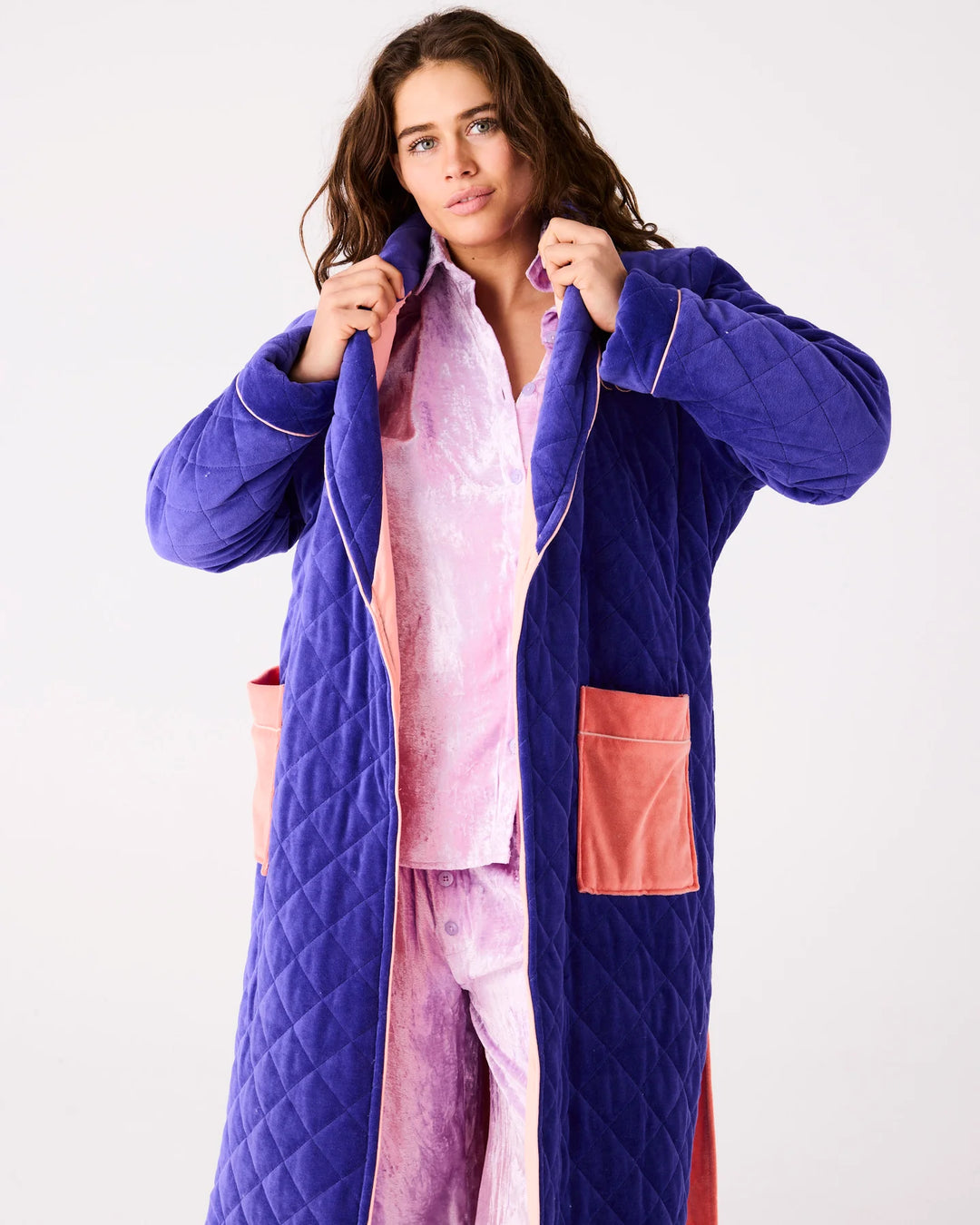 Kip & Co Mulberry Pie Quilted Velvet Robe